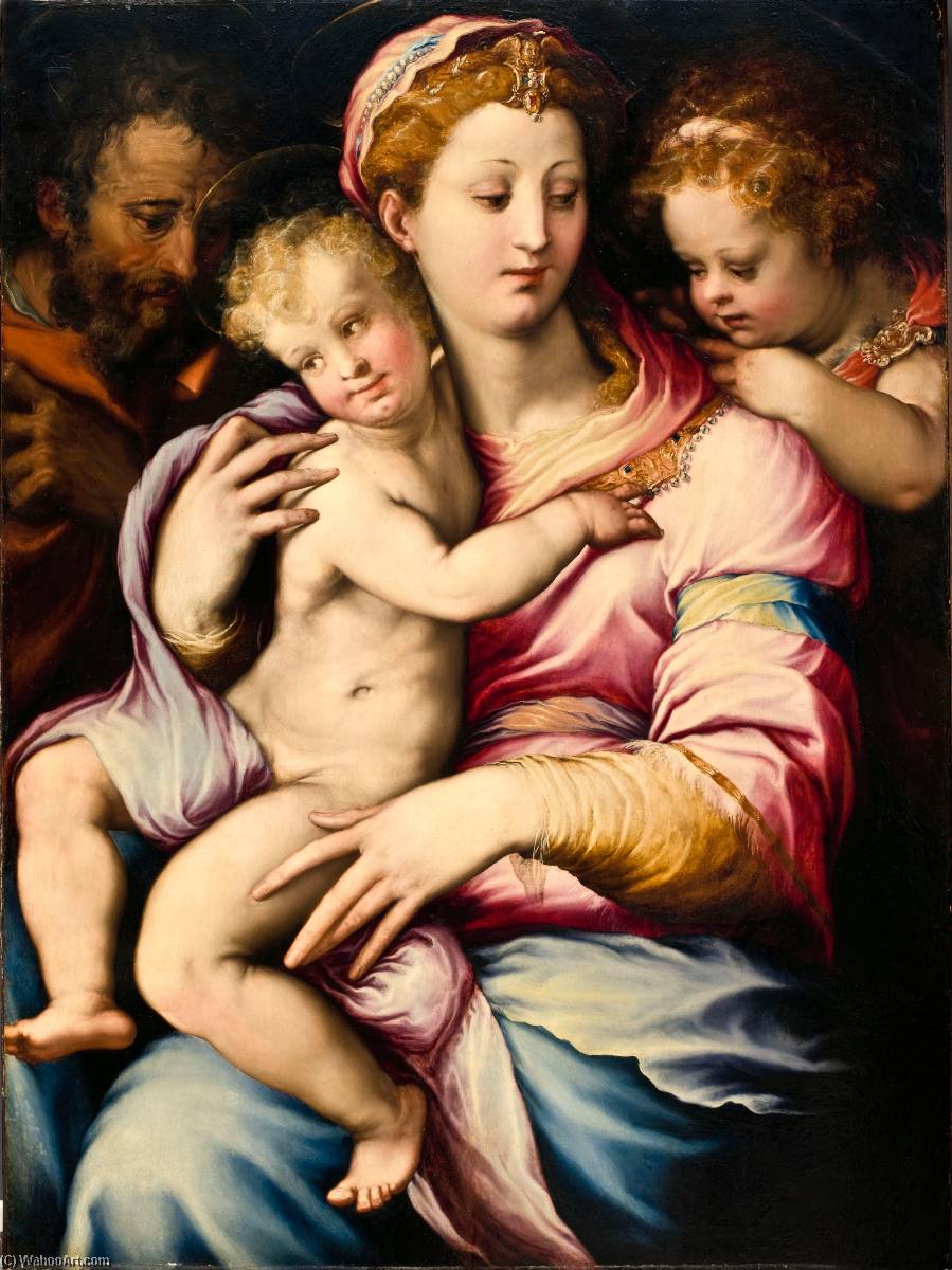 Buy Museum Art Reproductions Holy Family with Saint John the Baptist, 1540 by Francesco De' Rossi (1510-1562) | ArtsDot.com