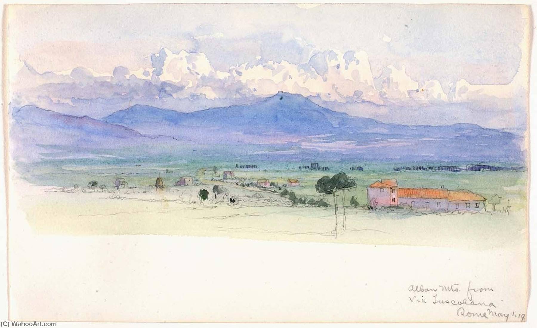 Buy Museum Art Reproductions Alban Mountains from Via Tuscolana, Rome, 1900 by George Elbert Burr (1859-1939) | ArtsDot.com