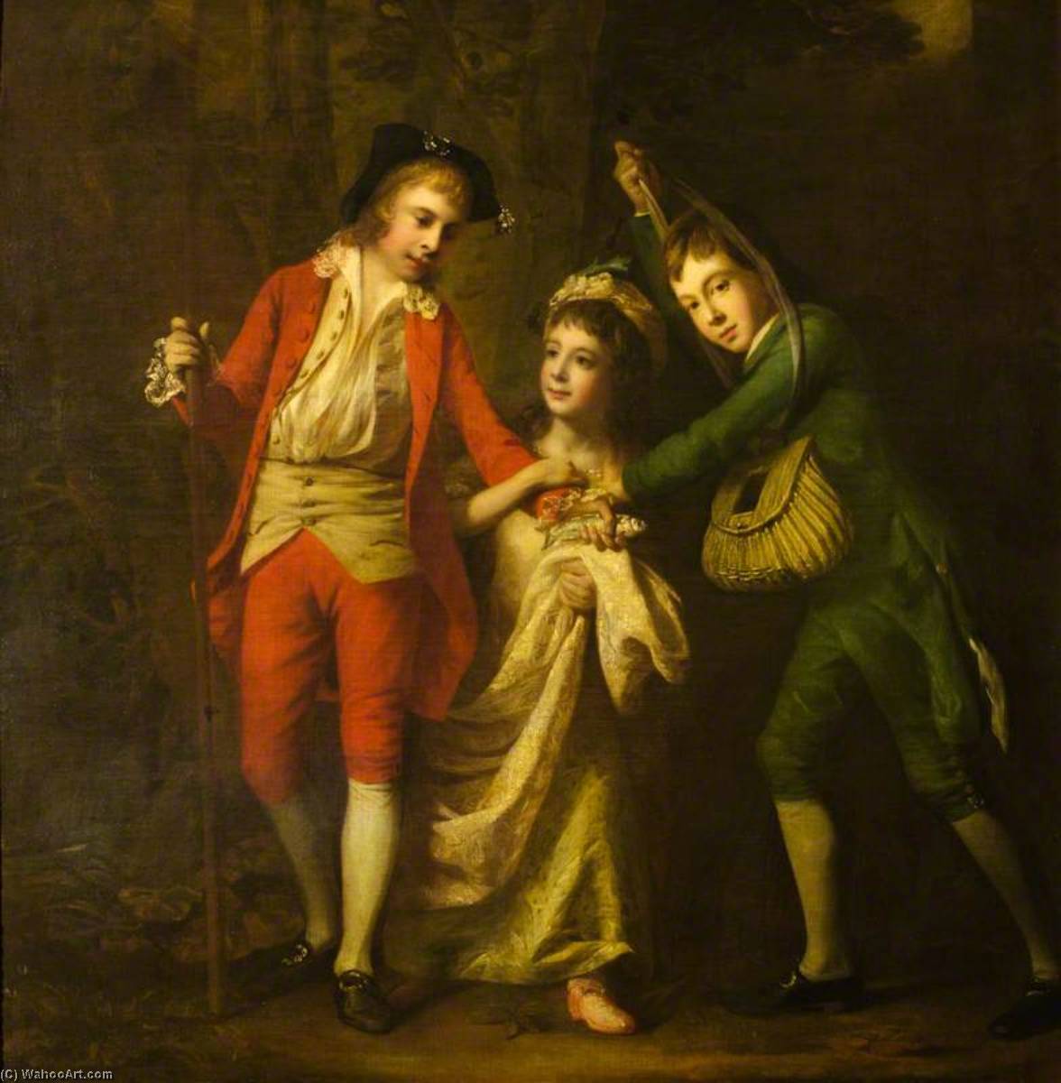 Order Oil Painting Replica James Sinclair Erskine (1762–1837), Later 2nd Earl of Rosslyn, His Brother John and His Sister Henrietta Maria by Nathaniel Hone I (1718-1784) | ArtsDot.com