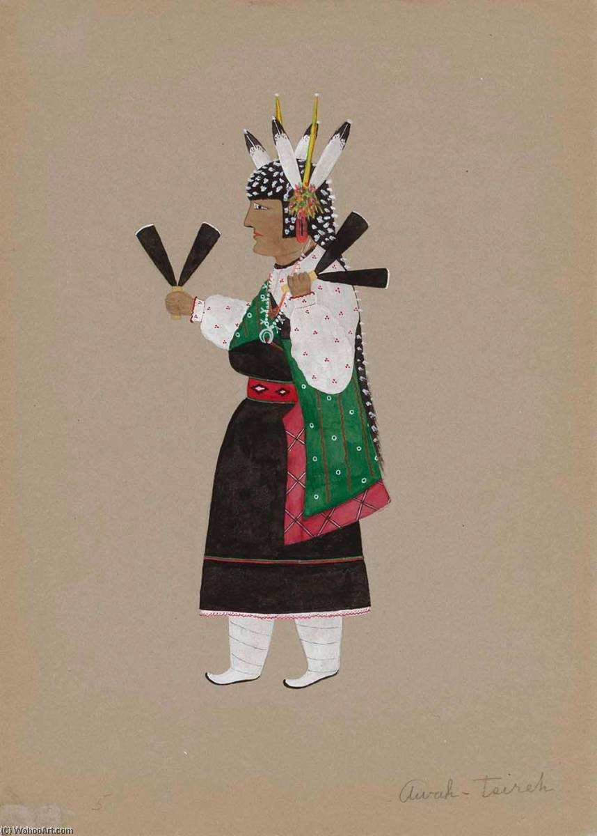 Order Oil Painting Replica Buffalo Mother, Buffalo Dance, 1940 by Awa Tsireh (Inspired By) (1898-1955) | ArtsDot.com