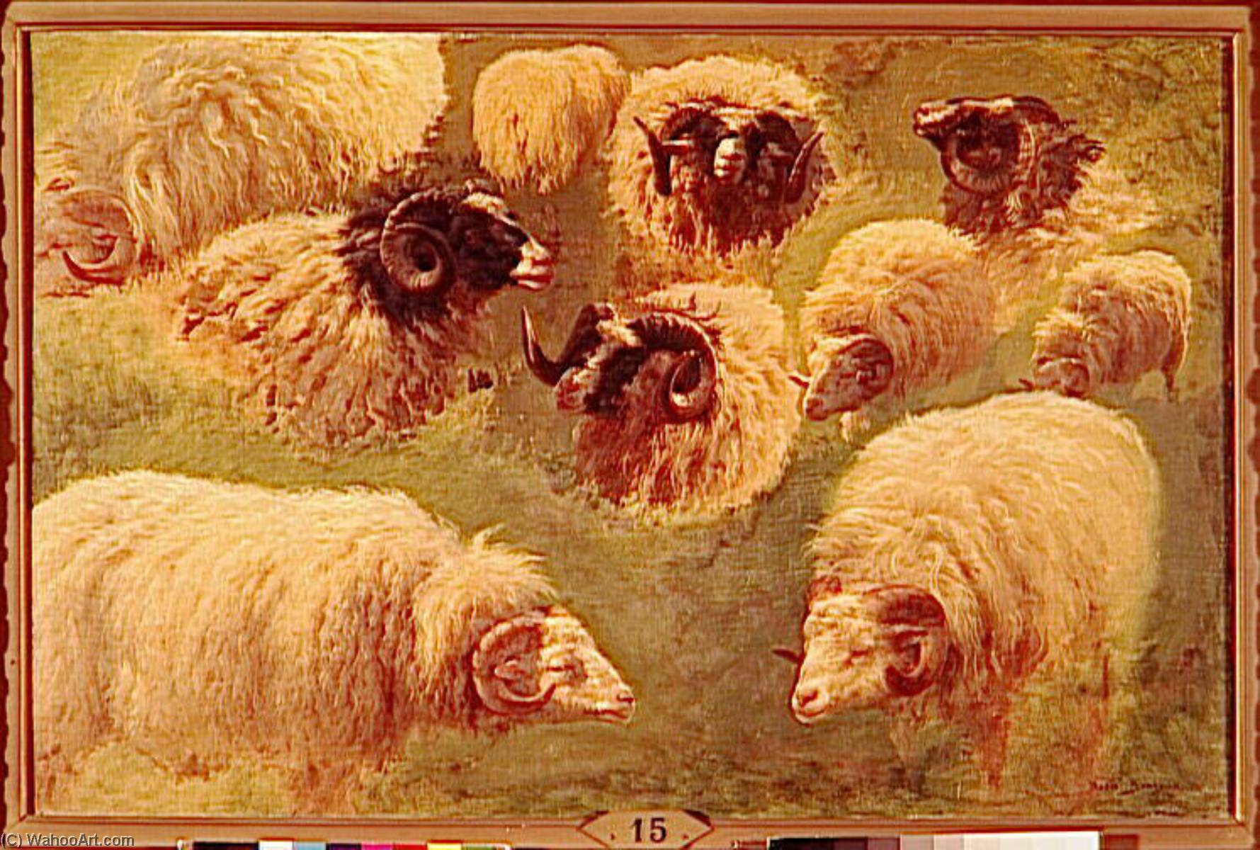 Order Oil Painting Replica Béliers et moutons à tête noire by Bonheur Marie Rosalie (1822-1899) | ArtsDot.com