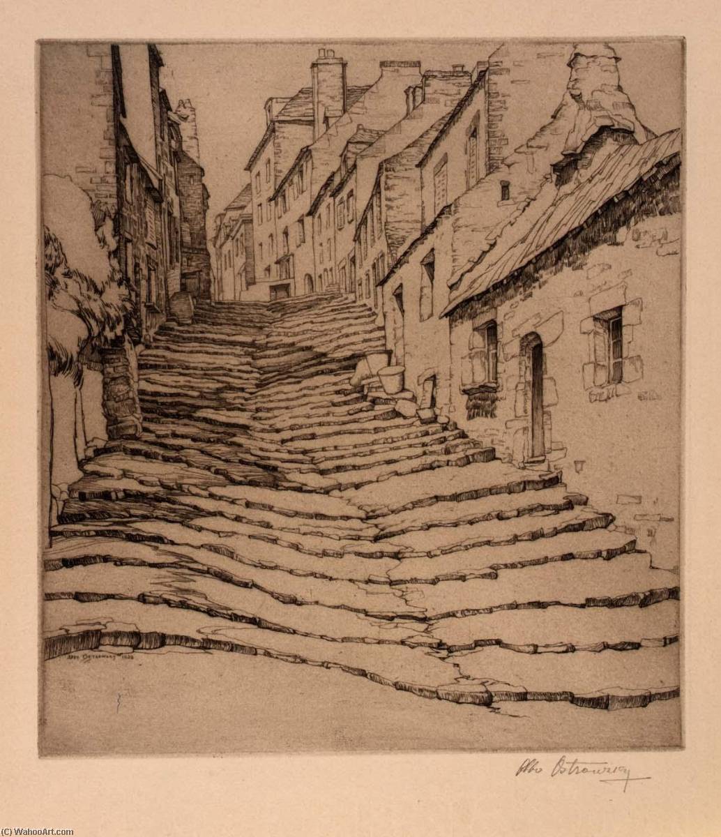 Buy Museum Art Reproductions Cobblestone Stairway, 1928 by Abbo Ostrowsky (Inspired By) (1889-1975) | ArtsDot.com