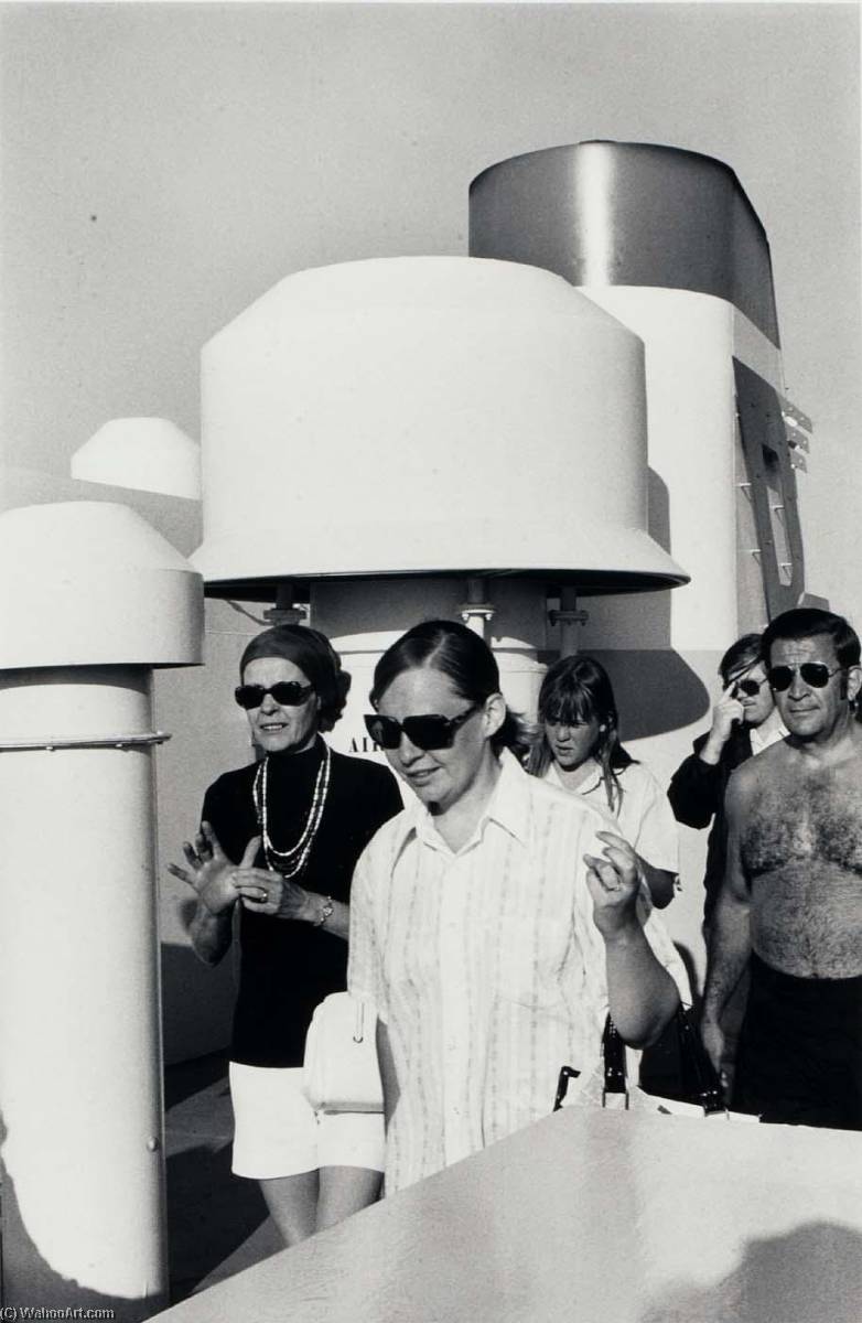 Untitled (Ship Vents, 5 People on Deck Wearing Sunglasses) by Burk Uzzle Burk Uzzle | ArtsDot.com