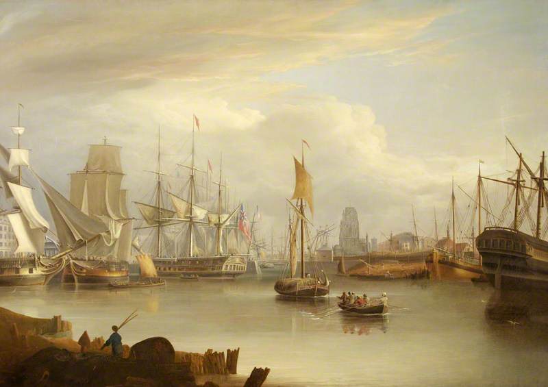 Buy Museum Art Reproductions Bristol Harbour with St Mary Redcliffe, 1835 by Joseph Walter (1783-1856) | ArtsDot.com
