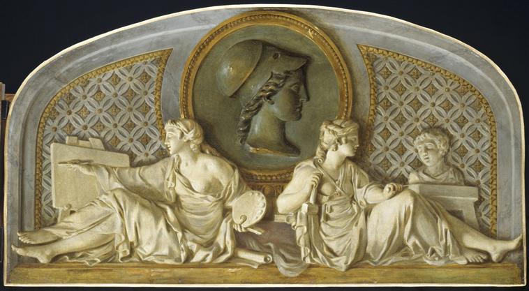 Order Oil Painting Replica LA PEINTURE ET LA SCULPTURE PROTEGEES PAR MINERVE by Sauvage Pieter Joseph (Sauvage Piat) (1744-1818) | ArtsDot.com