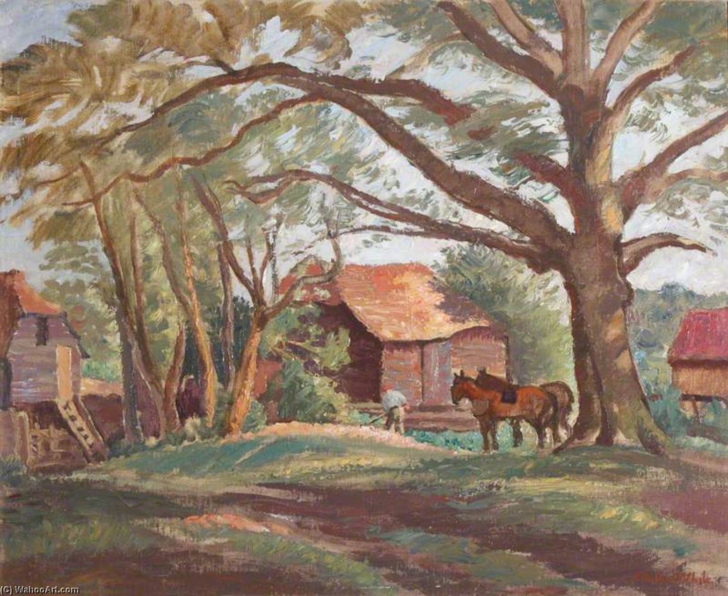 Order Art Reproductions A Stableyard by Ethelbert White (Inspired By) (1891-1972) | ArtsDot.com