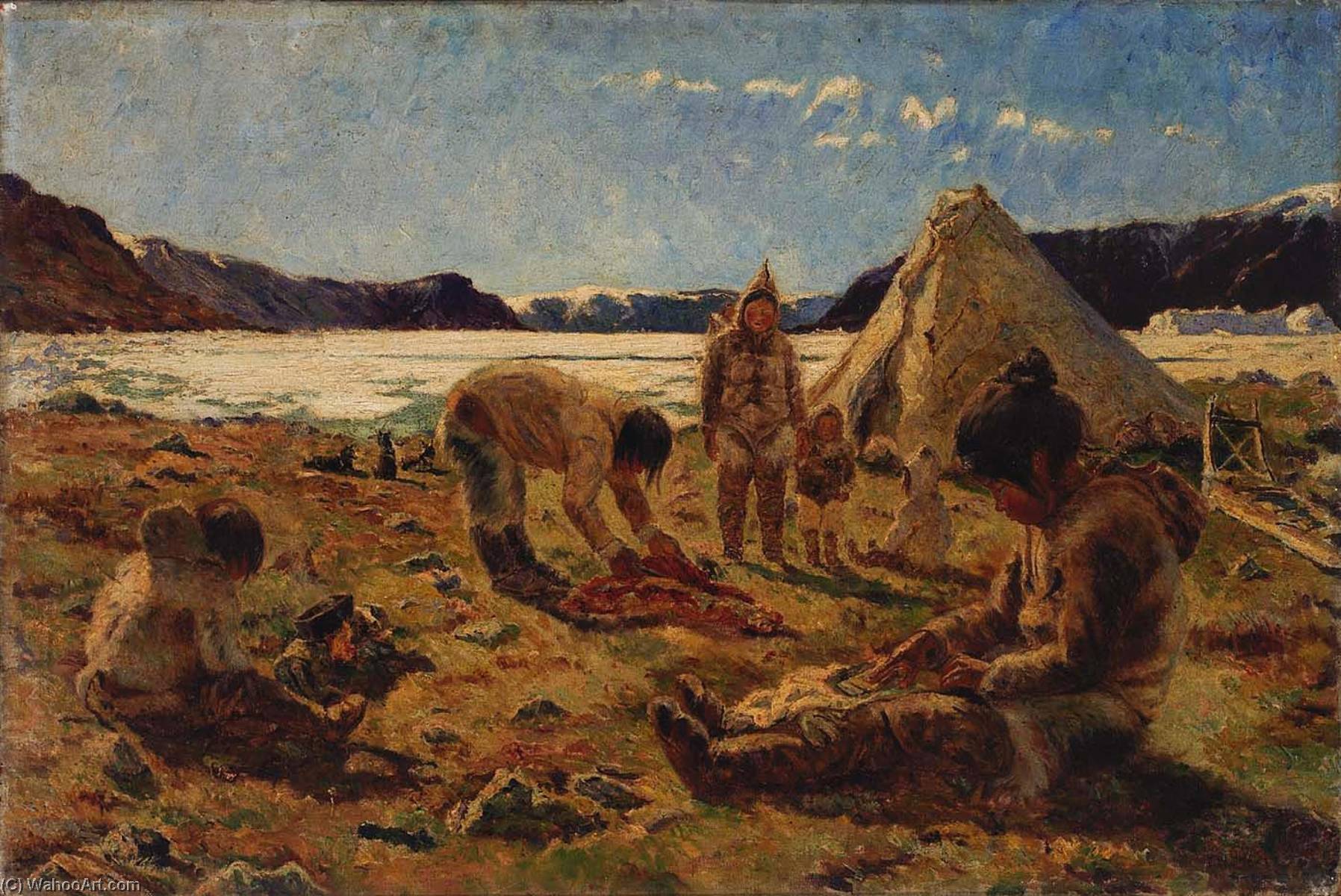 Order Art Reproductions An Innuit Encampment by Frank Wilbert Stokes (Inspired By) (1858-1955) | ArtsDot.com