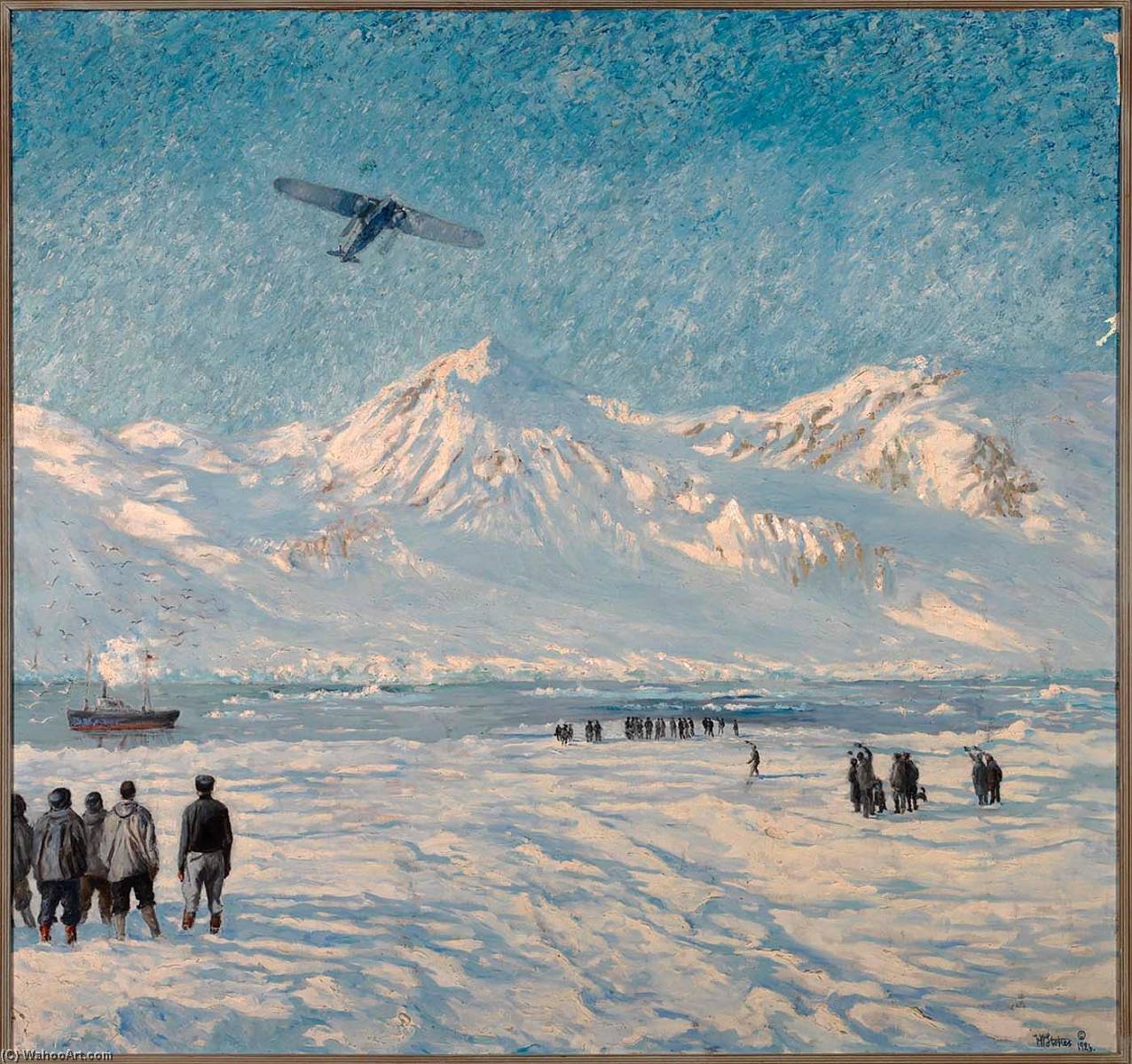 Order Oil Painting Replica Return of Byrd and Bennett from North Pole by Frank Wilbert Stokes (Inspired By) (1858-1955) | ArtsDot.com