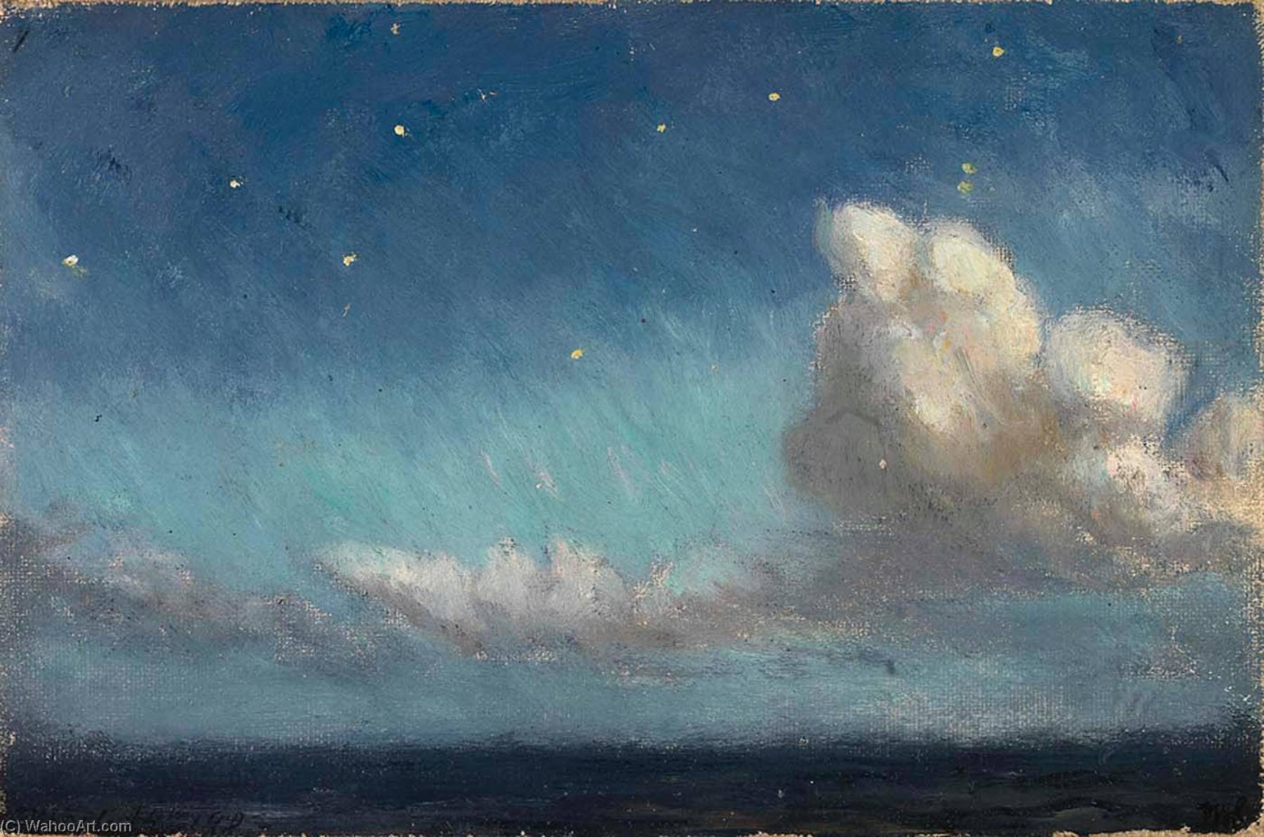 Order Paintings Reproductions Moonlight, Starlight, Atlantic Ocean, 1902 by Frank Wilbert Stokes (Inspired By) (1858-1955) | ArtsDot.com