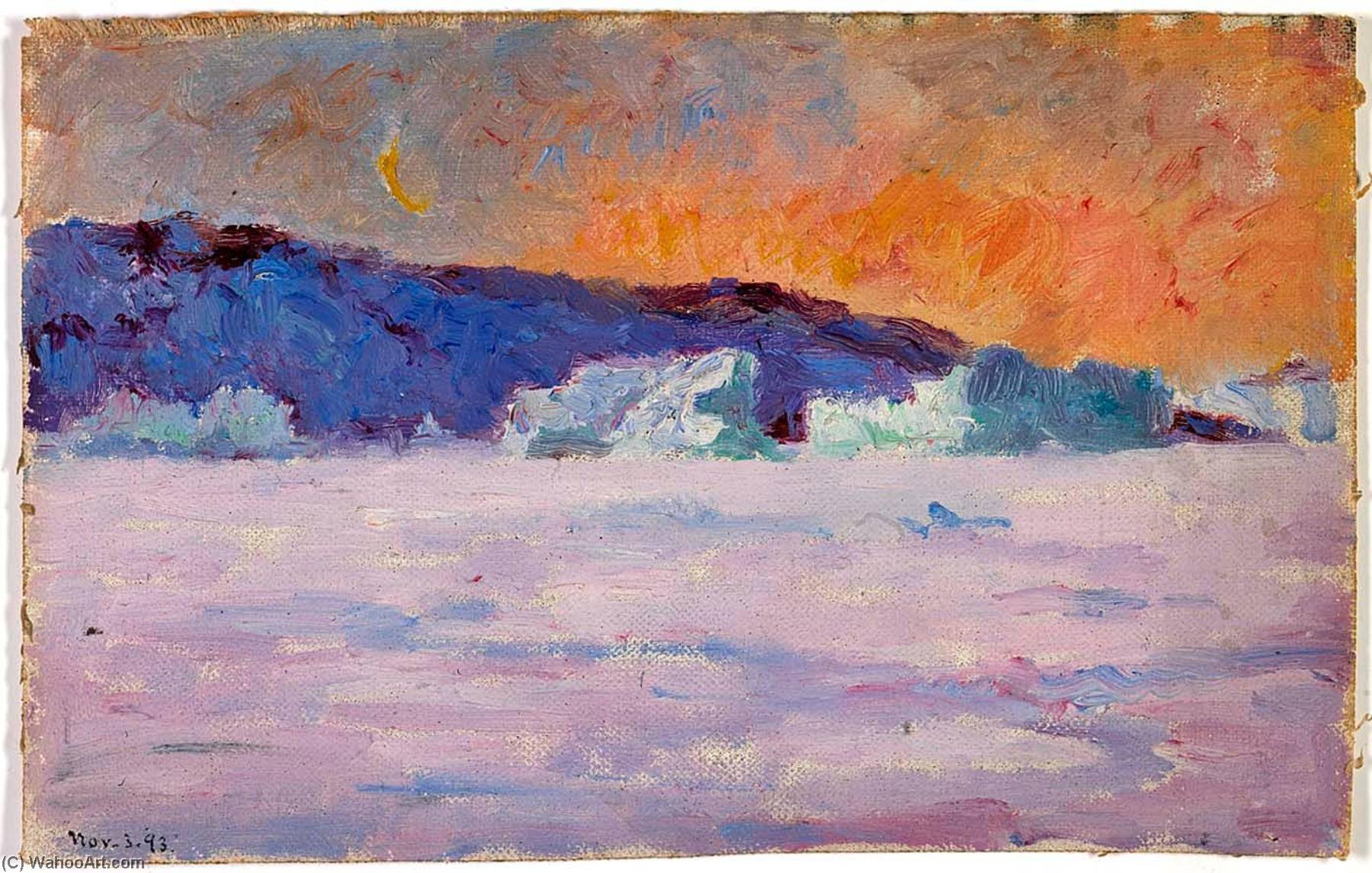 Order Oil Painting Replica 3 00 p.m. Sunset at Head of Bowdoin Bay by Frank Wilbert Stokes (Inspired By) (1858-1955) | ArtsDot.com