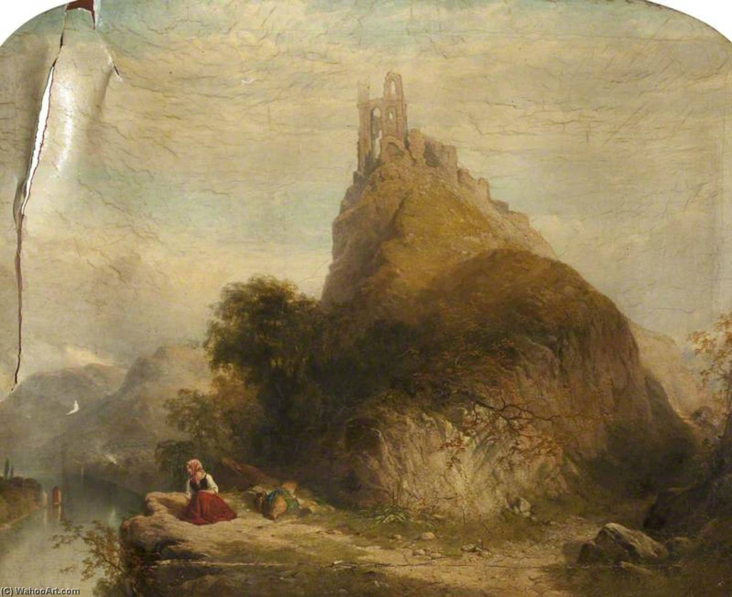 Buy Museum Art Reproductions View near Trarbach on the Moselle, 1884 by John Adam Houston (1812-1884) | ArtsDot.com