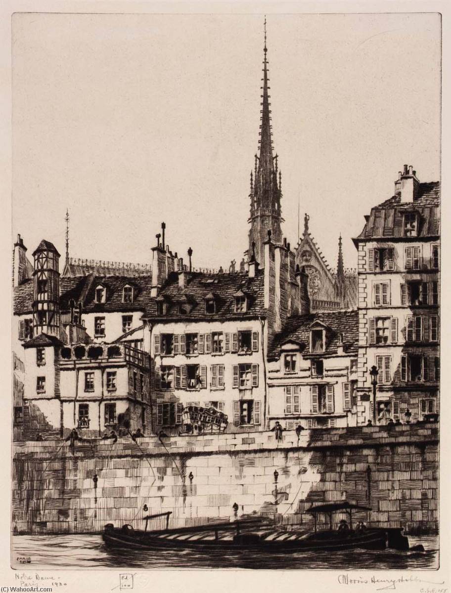 Buy Museum Art Reproductions Notre Dame, Paris, 1930 by Morris Henry Hobbs (Inspired By) (1892-1967) | ArtsDot.com