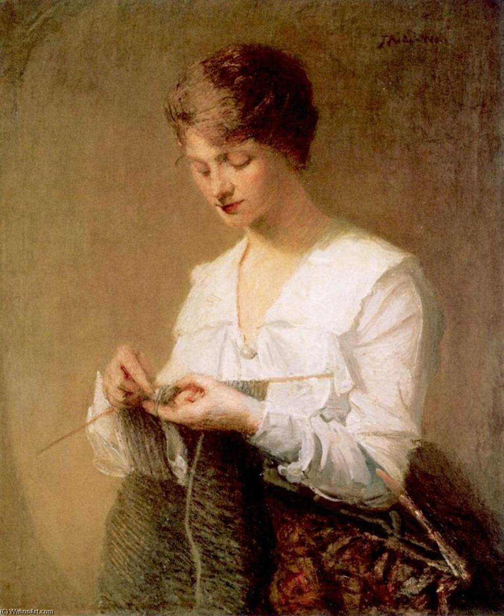 顺序 油畫 Knitting for Armys 。, 1918 通过 Julian Alden Weir (1852-1919, United States) | ArtsDot.com