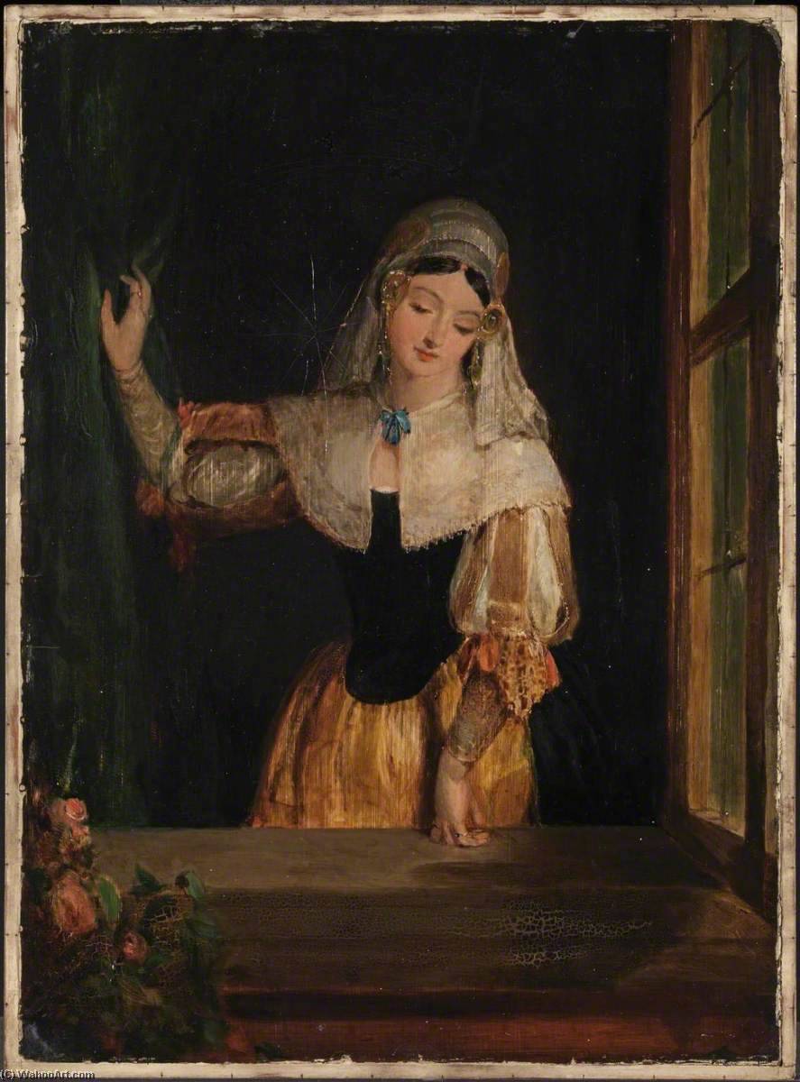 Order Oil Painting Replica A Dutch Girl (`The Window`), 1829 by Gilbert Stuart Newton (1795-1835) | ArtsDot.com