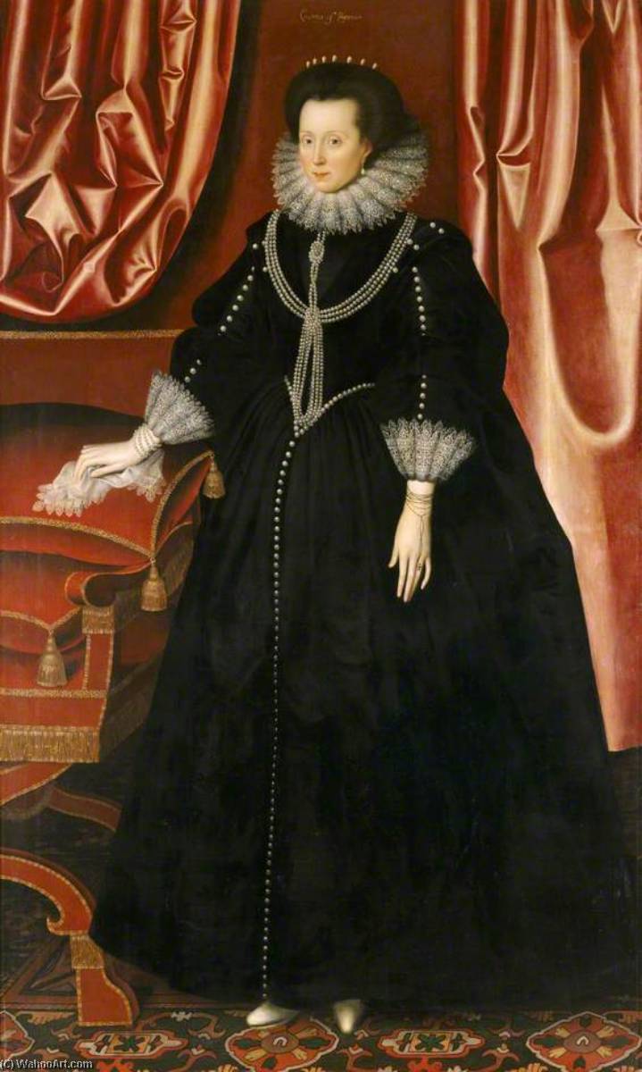 顺序 藝術再現 Elizabeth Cecil, née Drury, Mrs Burghley, 1618 通过 William Larkin (1580-1619) | ArtsDot.com