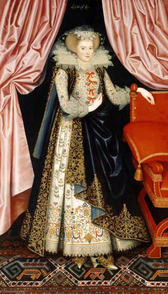 Order Art Reproductions Probably Elizabeth Cary, née Tanfield, 1618 by William Larkin (1580-1619) | ArtsDot.com