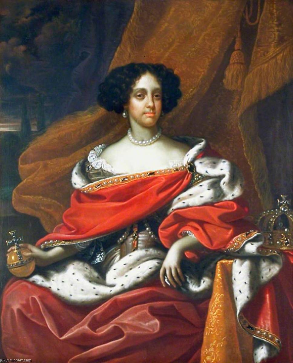 Order Art Reproductions Catherine of Braganza (1638–1705), Queen Consort of King Charles II, 1678 by Benedetto Gennari The Younger (1633-1715, Italy) | ArtsDot.com