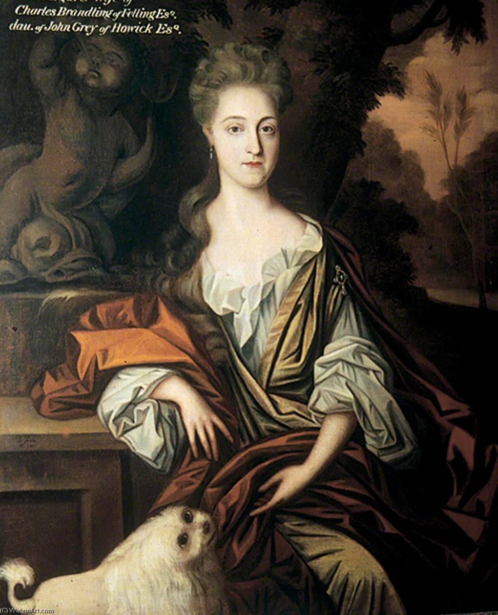 购买 博物馆艺术复制品，艺术复制品，绘画复制品，博物馆质量版画，美术复制品，着名绘画复制品，博物馆品质复制品，帆布艺术版画 Margaret Brandling 。, 1698 通过 Johannes Verelst (1648-1734) | ArtsDot.com