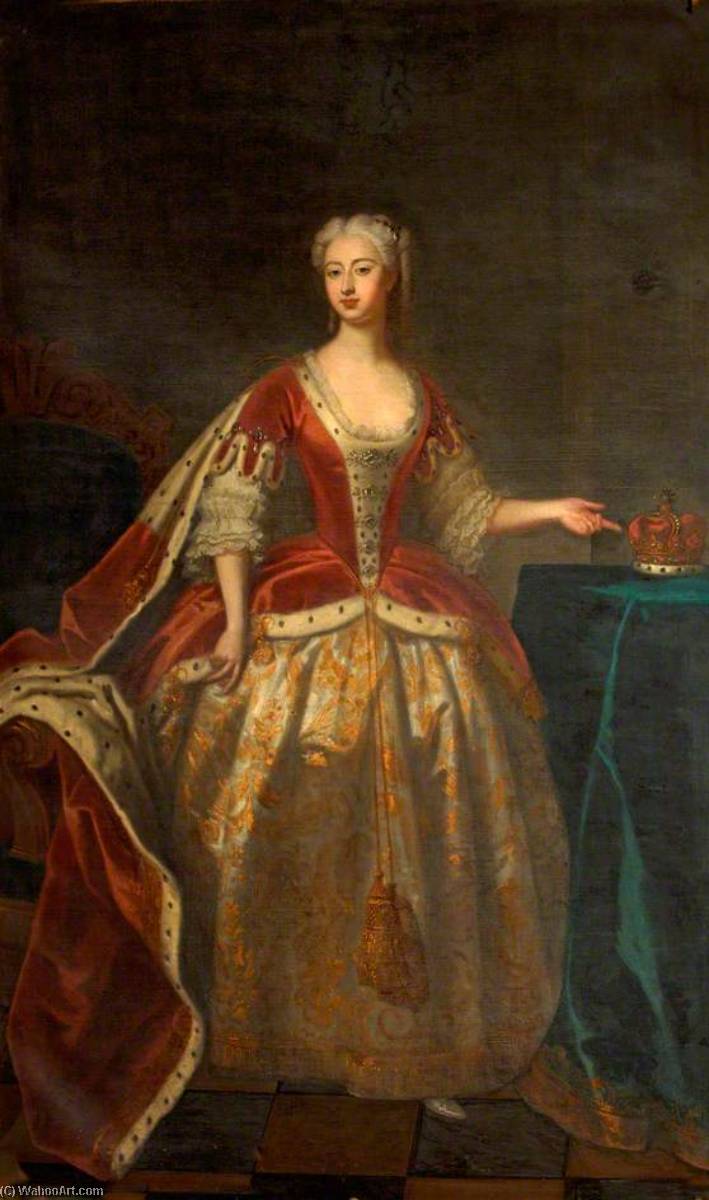 Order Paintings Reproductions Augusta of Saxe Gotha (1719–1772), Princess of Wales, 1738 by Jeremiah Davison (1695-1745) | ArtsDot.com