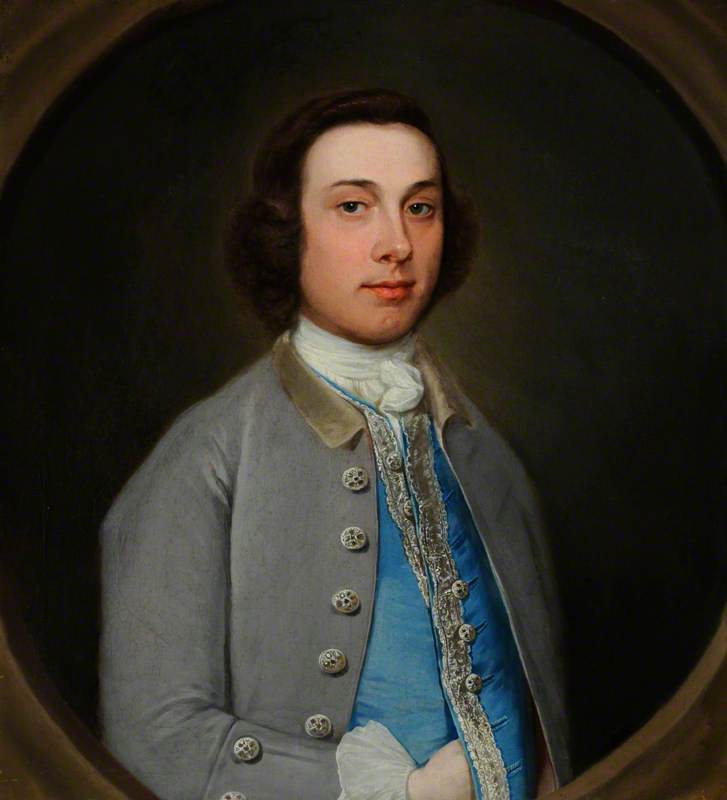 Order Oil Painting Replica Portrait of an Unknown Young Gentleman in a Grey Coat and Light Blue Waistcoat, 1760 by Henry Pickering (1720-1771) | ArtsDot.com