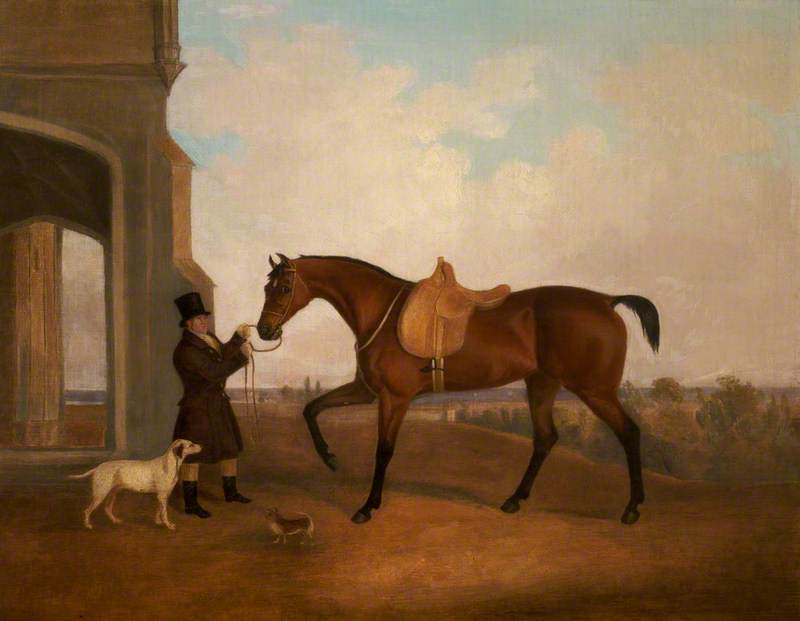 Buy Museum Art Reproductions A Horse and Groom outside a Porch by John Boultbee (1753-1812) | ArtsDot.com
