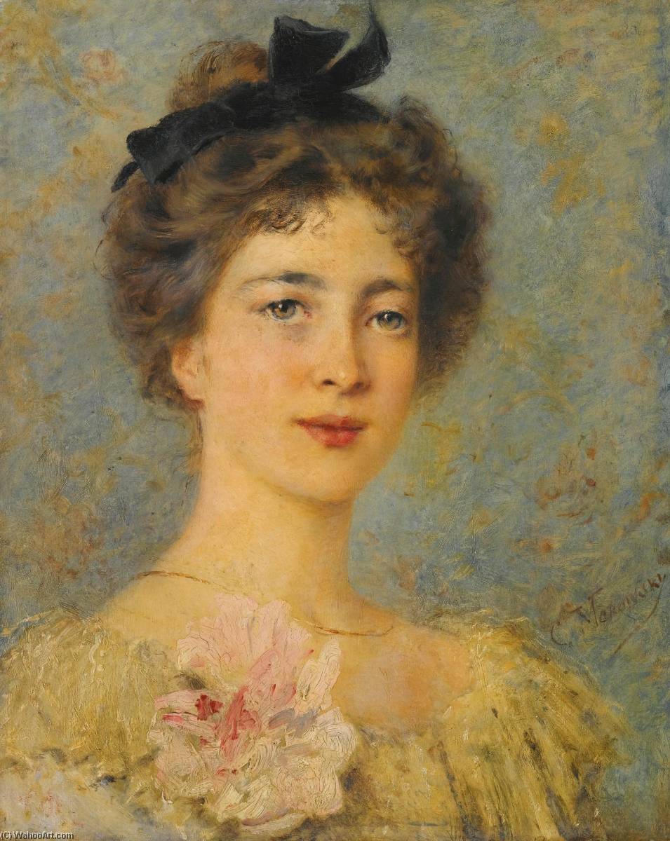 Buy Museum Art Reproductions portrait of an elegant lady by Konstantin Yegorovich Makovsky (1839-1915, Russia) | ArtsDot.com