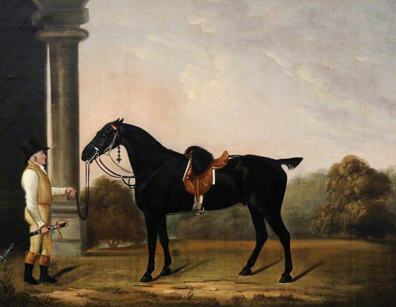 Buy Museum Art Reproductions `Sheepface`, a Black Charger, with Stainsby the Groom, 1810 by Clifton Tomson (1775-1828) | ArtsDot.com