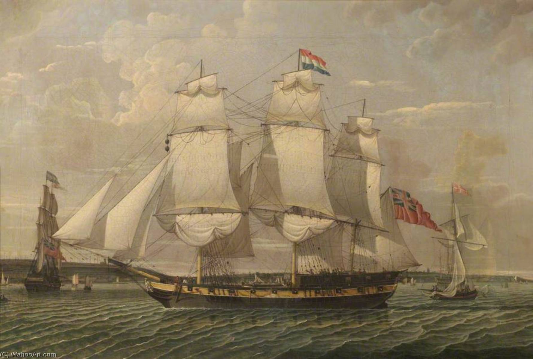 Order Oil Painting Replica Sailing Ship `David Shaw`, 1807 by Robert Salmon | ArtsDot.com