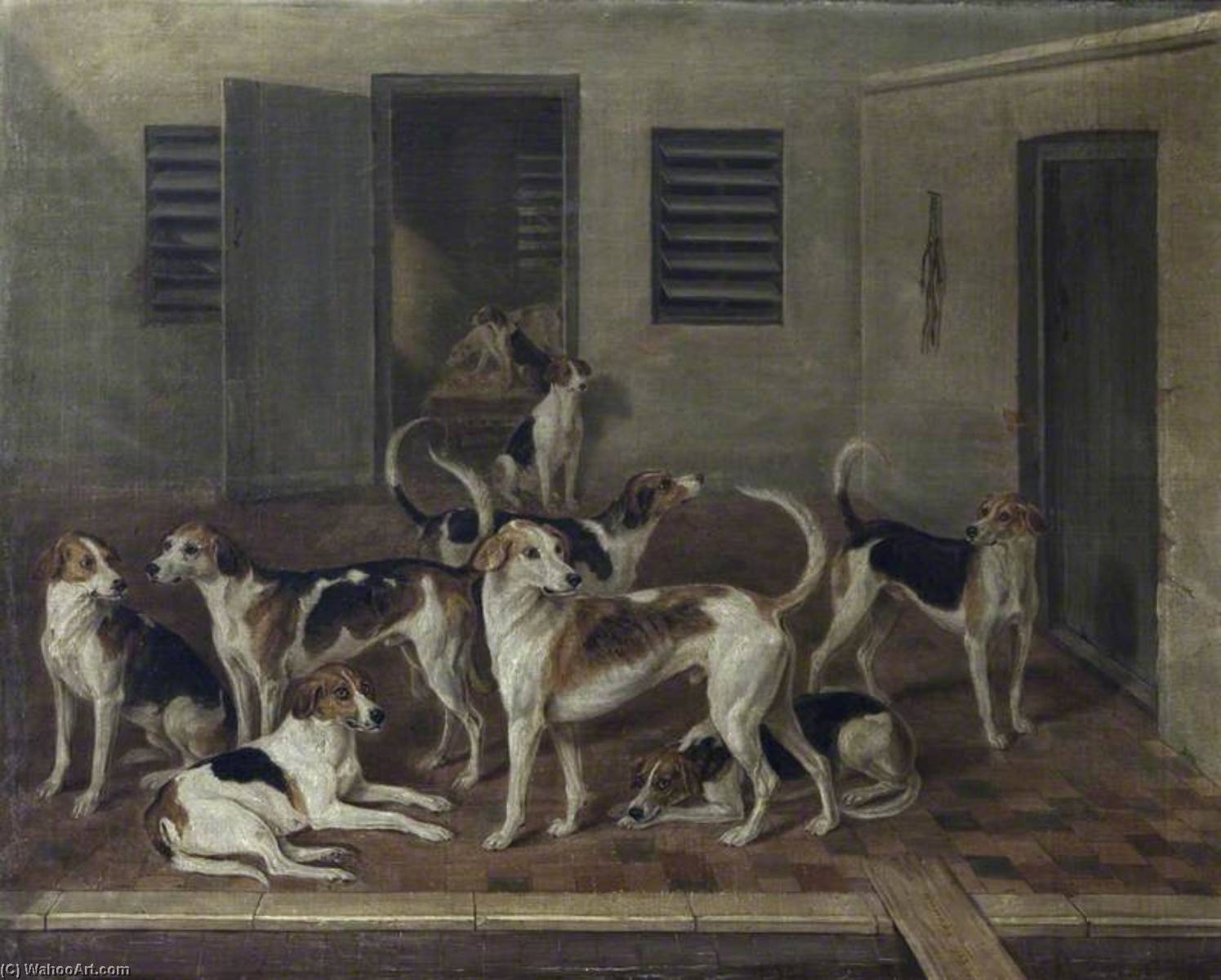 Order Oil Painting Replica Foxhounds in Kennels, 1823 by William Webb (1862-1903) | ArtsDot.com