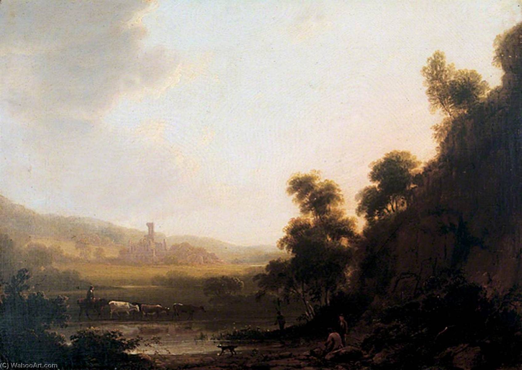 Order Oil Painting Replica Kirkstall Abbey, Leeds, from the West by Joseph Rhodes (1782-1854) | ArtsDot.com