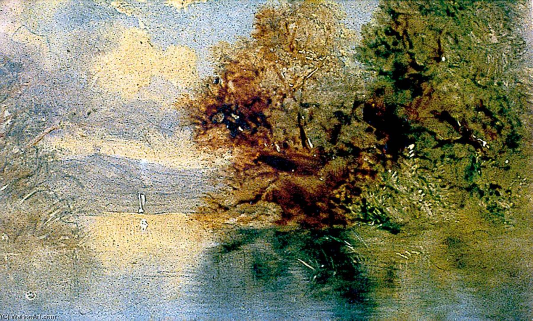 Order Paintings Reproductions River Scene with Overhanging Trees by Alfred Priest (1874-1929) | ArtsDot.com