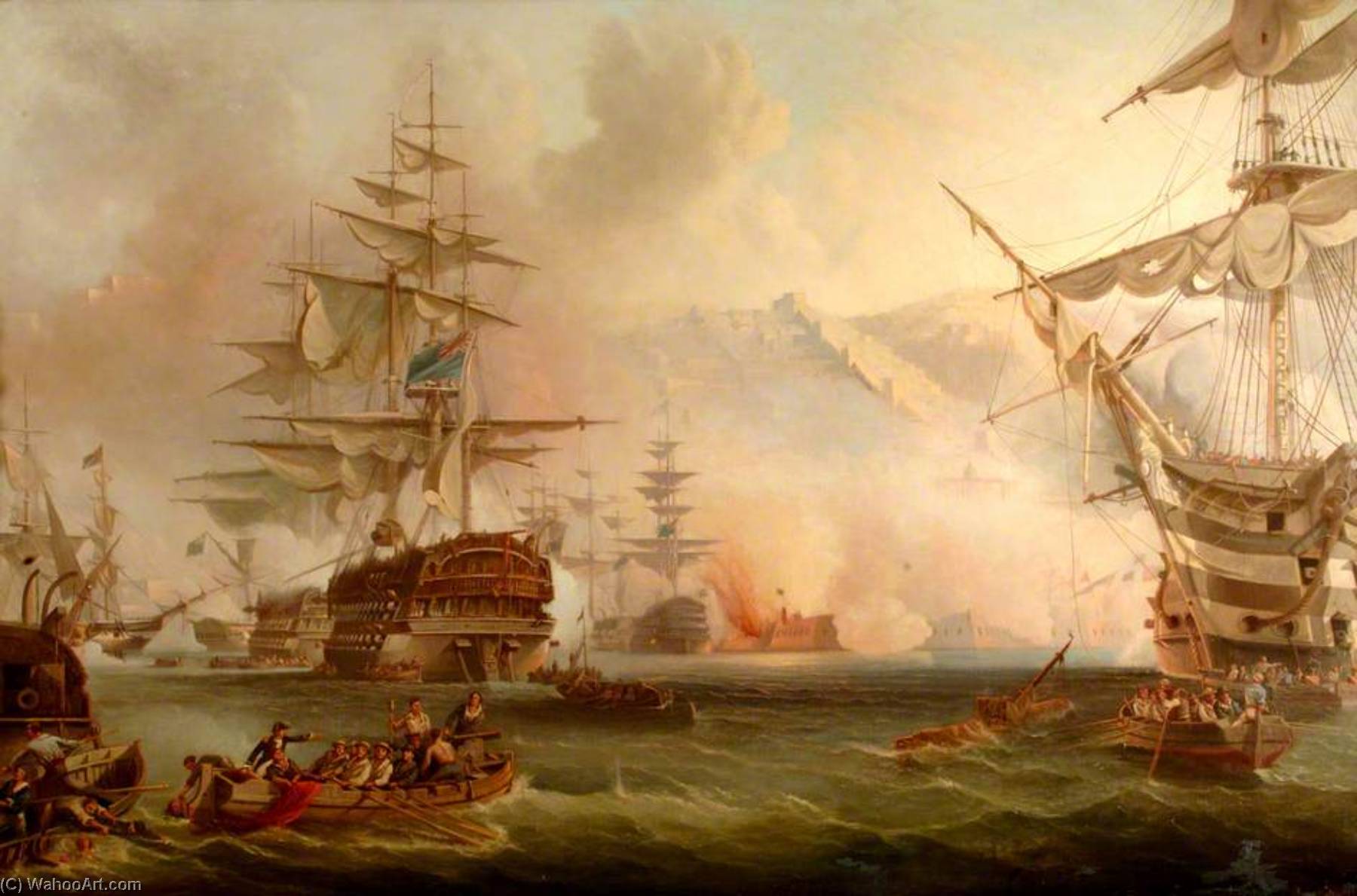 Order Paintings Reproductions The Bombardment of Algiers, 27 August 1816 (copy after George Chambers I), 1894 by Henry J Morgan (1839-1917) | ArtsDot.com
