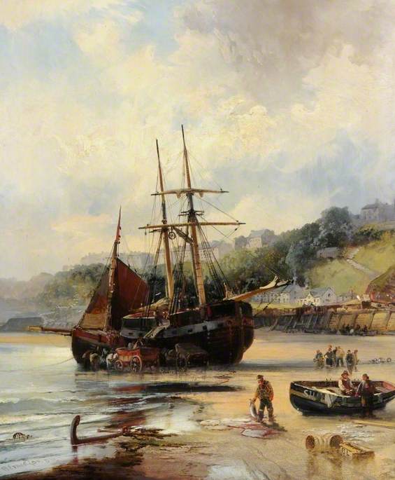 Order Art Reproductions Beached Sailing Vessel, 1886 by Robert Ernest Roe (1852-1921) | ArtsDot.com