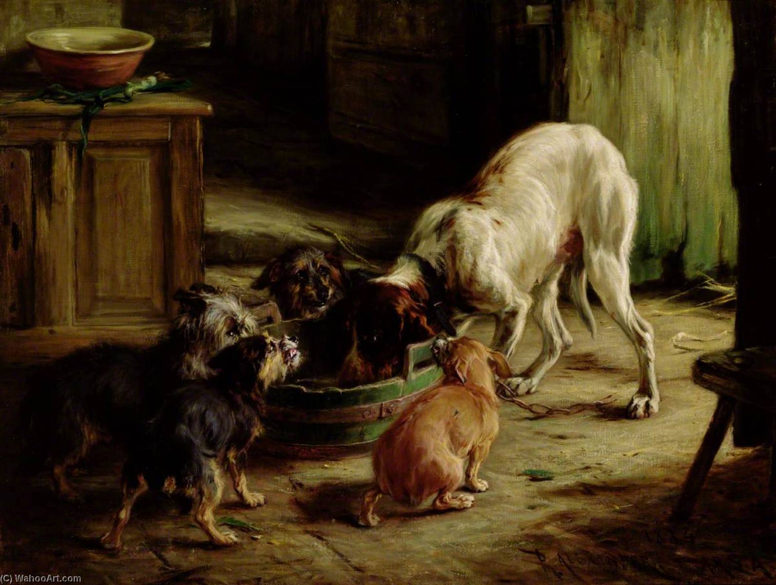 Ordinare Riproduzioni D'arte La cena dei cani (forse `più gratis che benvenuto`) di Robert L Alexander (1840-1923) | ArtsDot.com