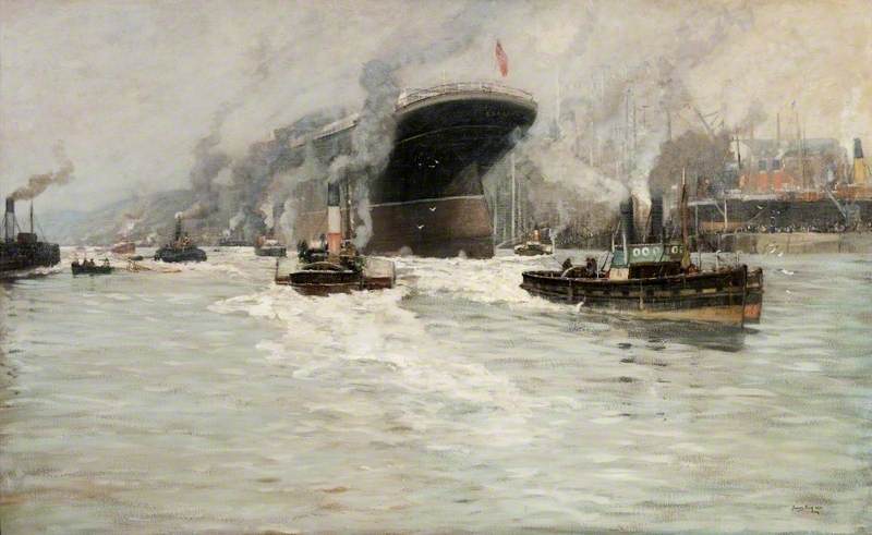Buy Museum Art Reproductions The Launch of the `Lusitania`, 1907 by James Kay (1858-1942) | ArtsDot.com