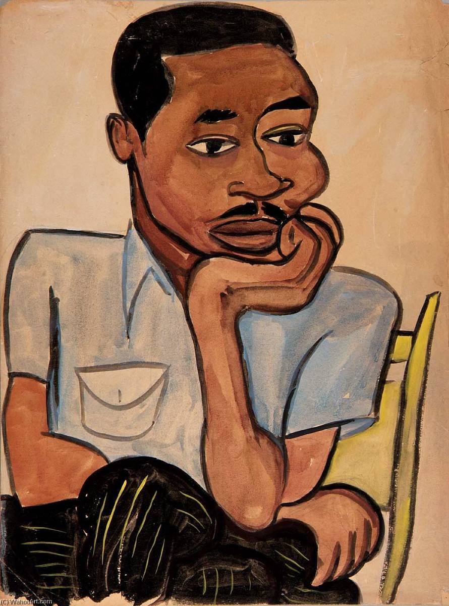 Buy Museum Art Reproductions Man in a Blue Shirt Harry, 1940 by William Henry Johnson (Inspired By) (1901-1970, United States) | ArtsDot.com