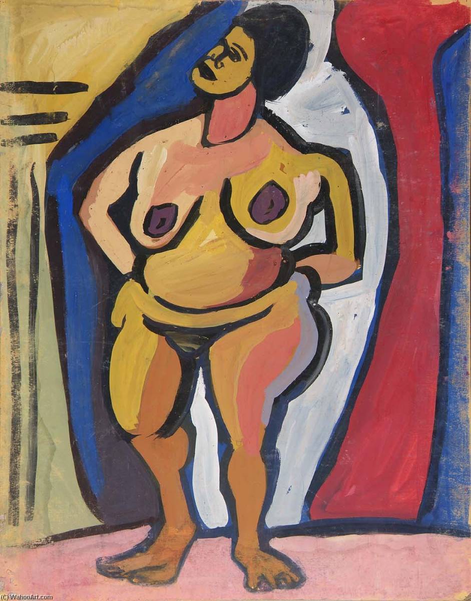 Order Artwork Replica Standing Female Nude with Hands on Hips, 1940 by William Henry Johnson (Inspired By) (1901-1970, United States) | ArtsDot.com
