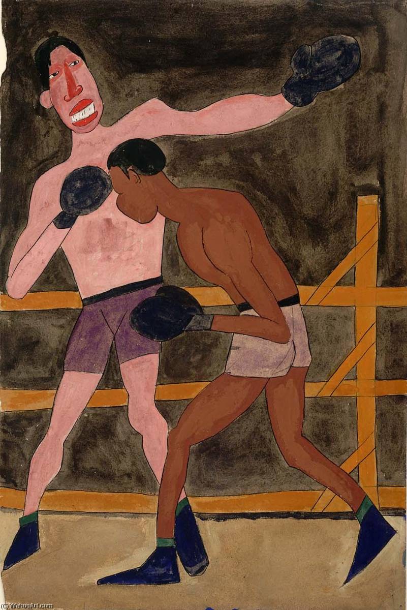 Buy Museum Art Reproductions Joe Louis and Unidentified Boxer, 1942 by William Henry Johnson (Inspired By) (1901-1970, United States) | ArtsDot.com