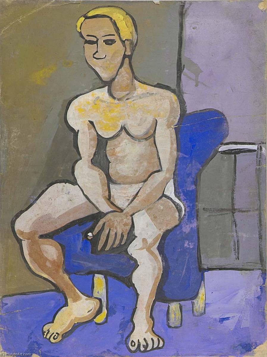 Order Artwork Replica Seated Male Model with Blond Hair, 1940 by William Henry Johnson (Inspired By) (1901-1970, United States) | ArtsDot.com