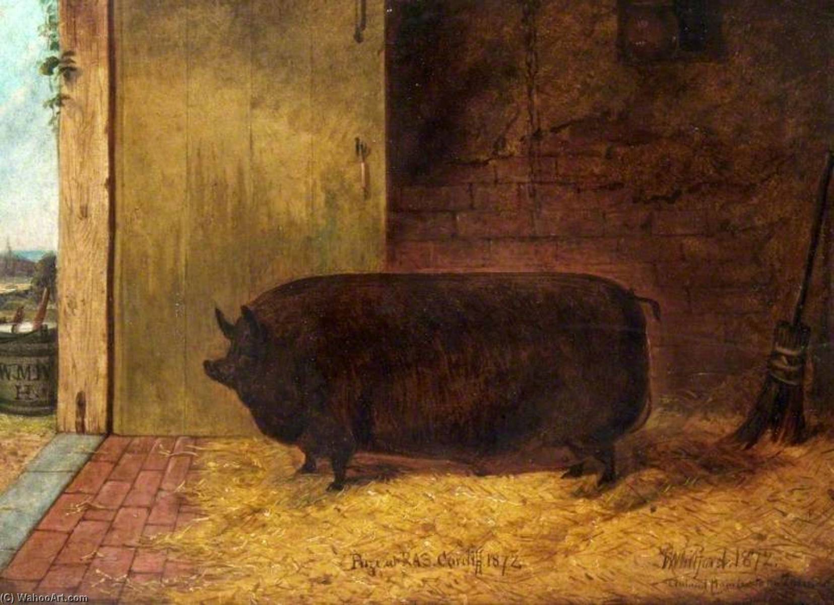Order Paintings Reproductions Prize Pig, Royal Agricultural Show, Cardiff, 1872 by Richard Whitford (1821-1890) | ArtsDot.com