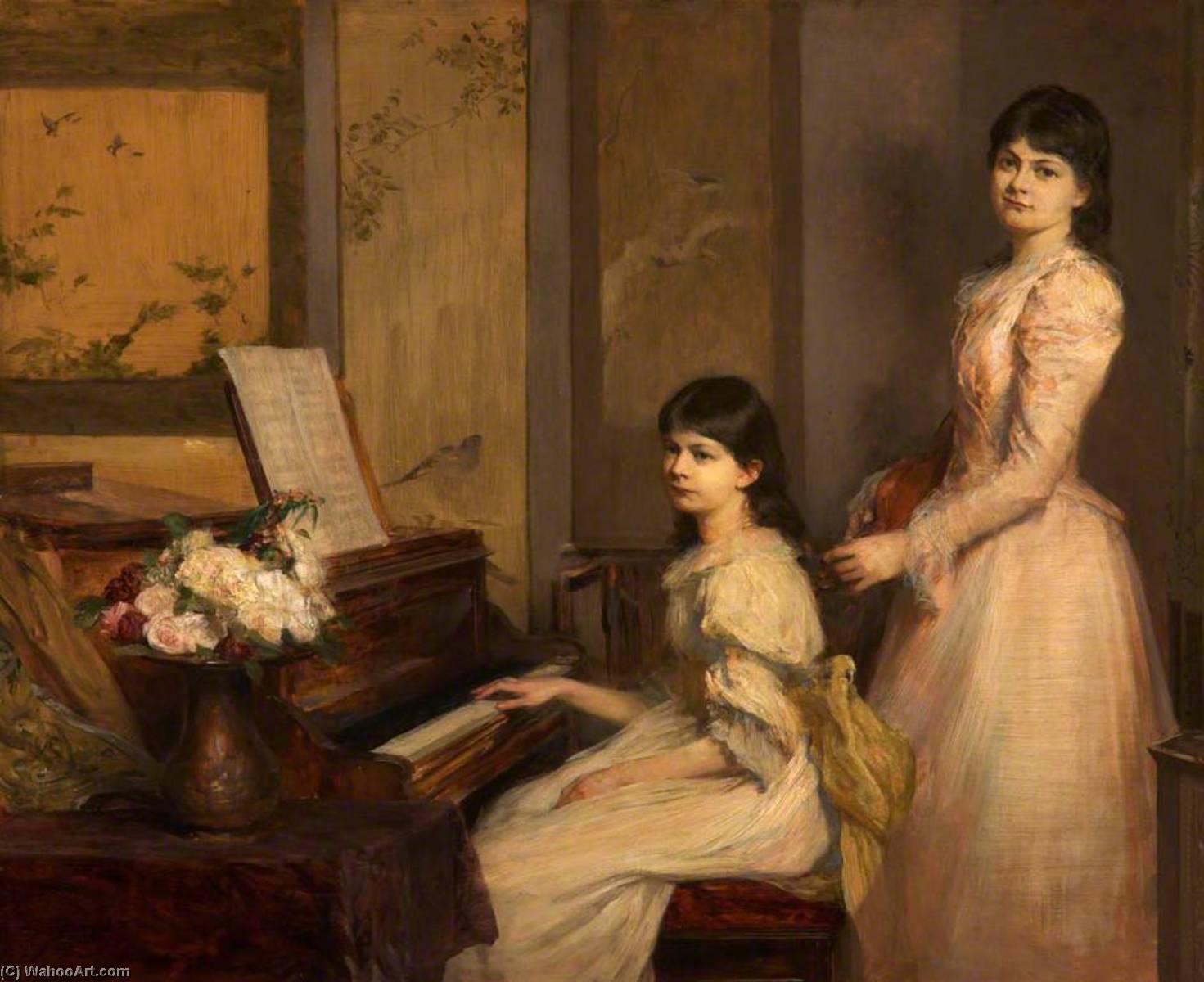 Order Art Reproductions Dorothy and Marjory Lees, 1892 by Theodore Blake Wirgman (1848-1925) | ArtsDot.com