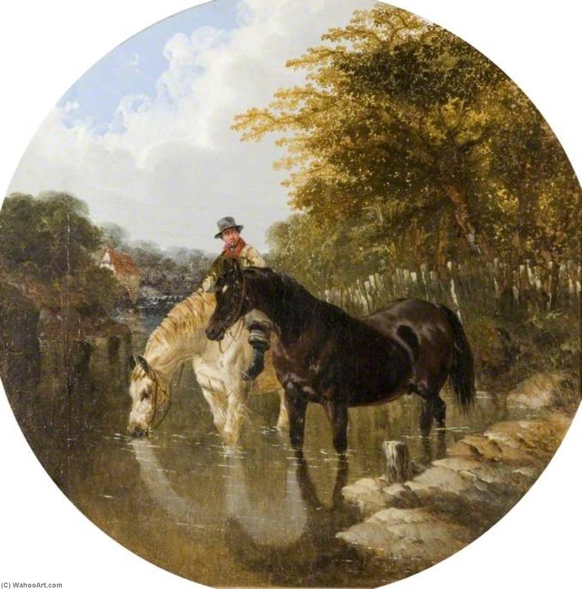 Order Oil Painting Replica Watering Horses, 1850 by John Frederick Herring Ii (1820-1907) | ArtsDot.com