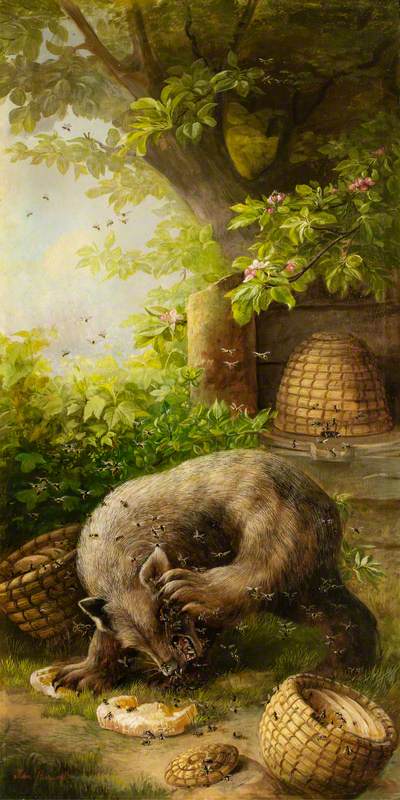 Order Paintings Reproductions The Bear and the Beehives by John Bucknell Russell (1819-1893) | ArtsDot.com