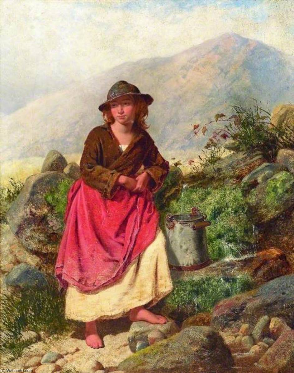 Order Oil Painting Replica Girl in a Red Skirt, 1856 by Isaac Henzell (1815-1876) | ArtsDot.com