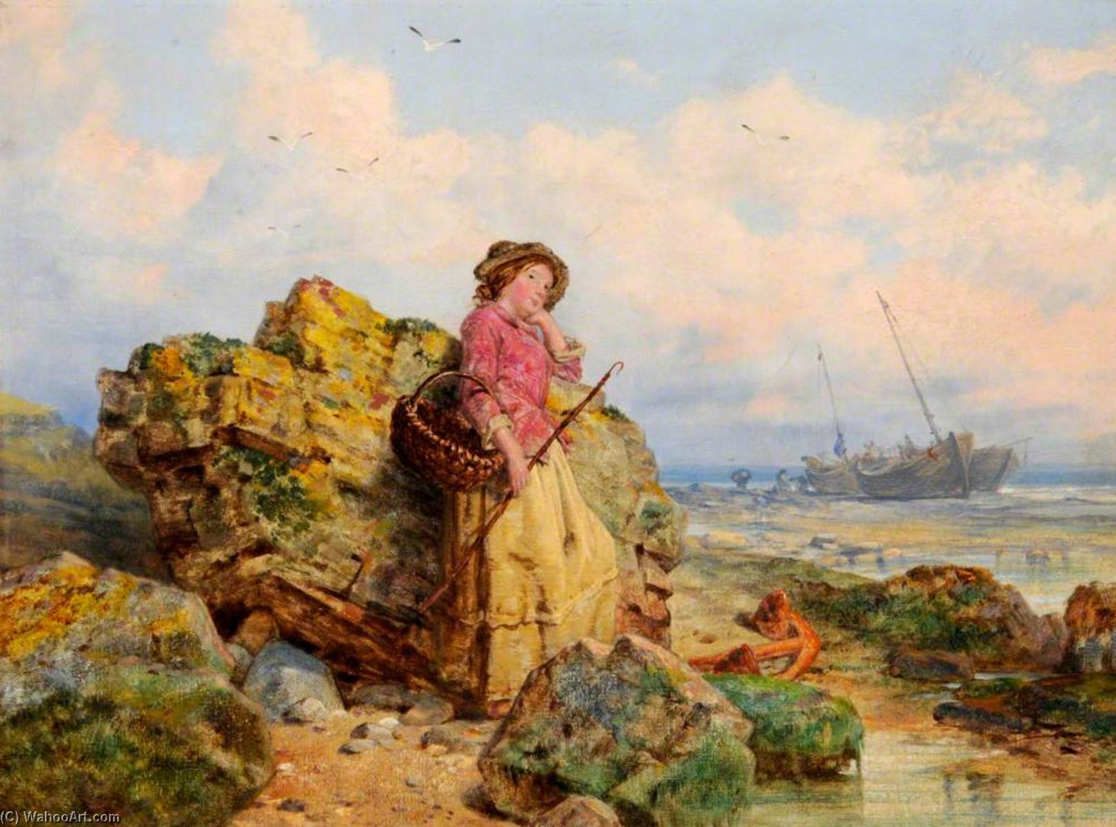 Order Paintings Reproductions The Crab Catcher by Isaac Henzell (1815-1876) | ArtsDot.com