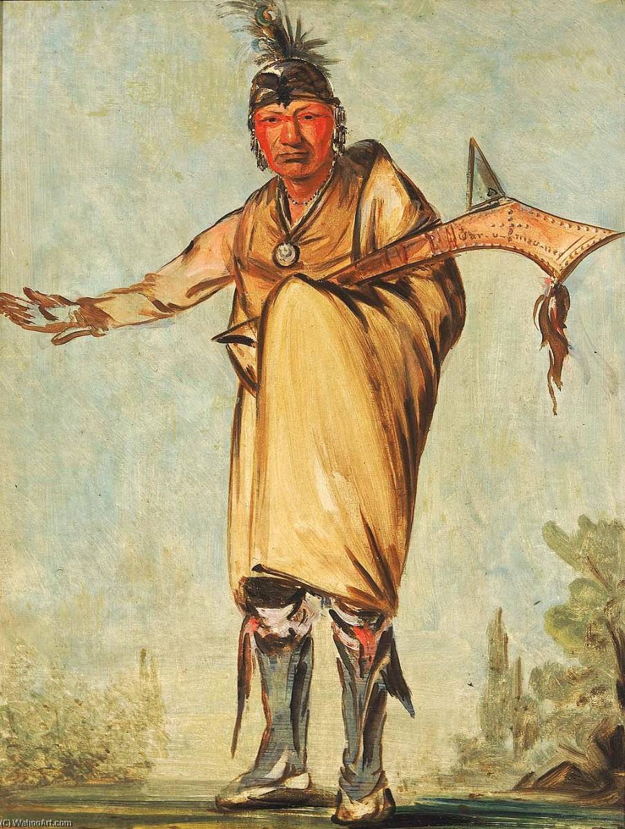 Buy Museum Art Reproductions Náw káw, Wood, Former Chief of the Tribe, 1828 by George Catlin (1796-1872, United States) | ArtsDot.com