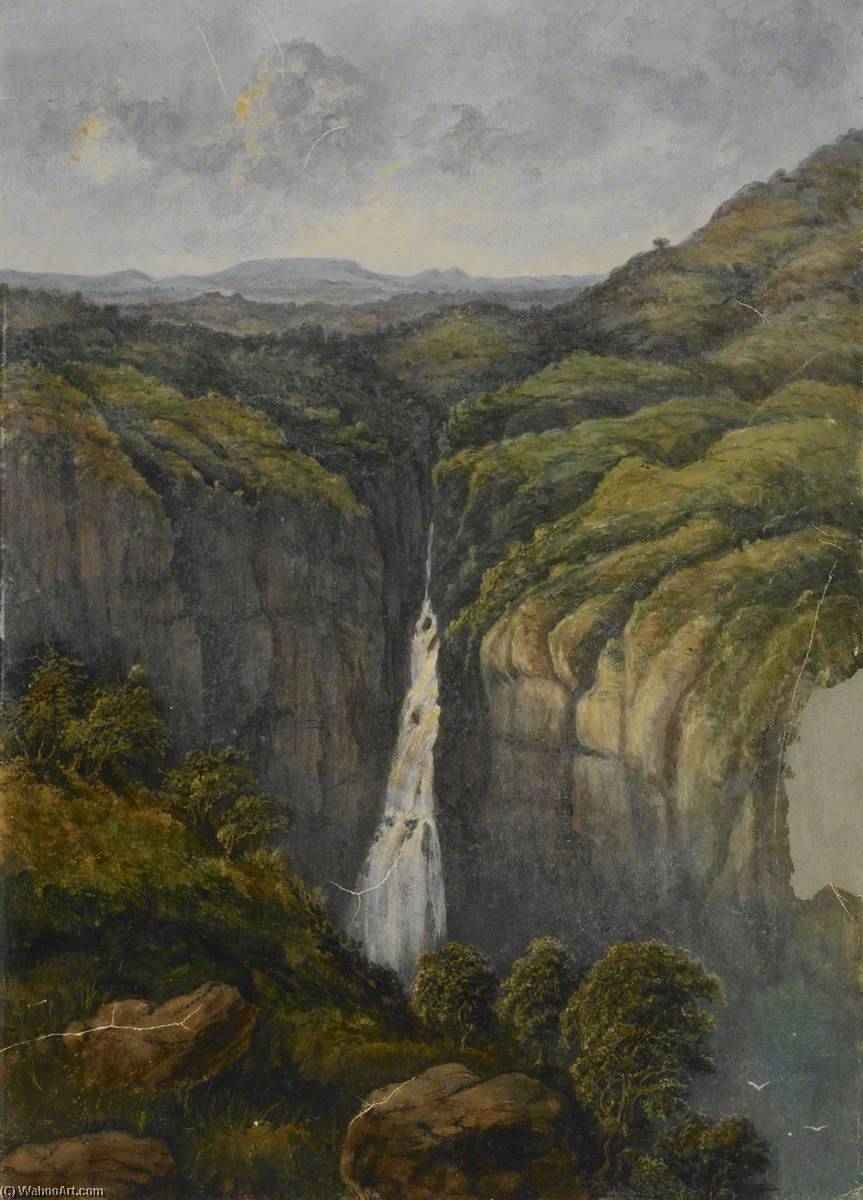 Order Oil Painting Replica Waterfall in the Western Ghats, 1876 by William Robert Houghton (1826-1897) | ArtsDot.com