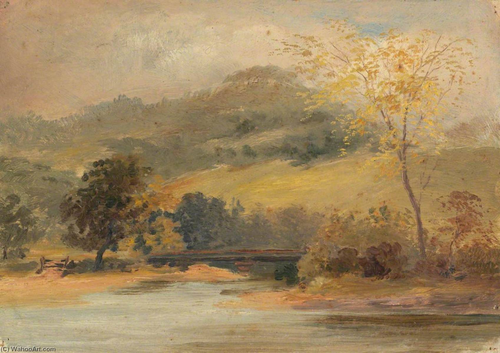 Order Paintings Reproductions Bridge over Water, 1880 by Sarah A Doidge (1830-1900) | ArtsDot.com