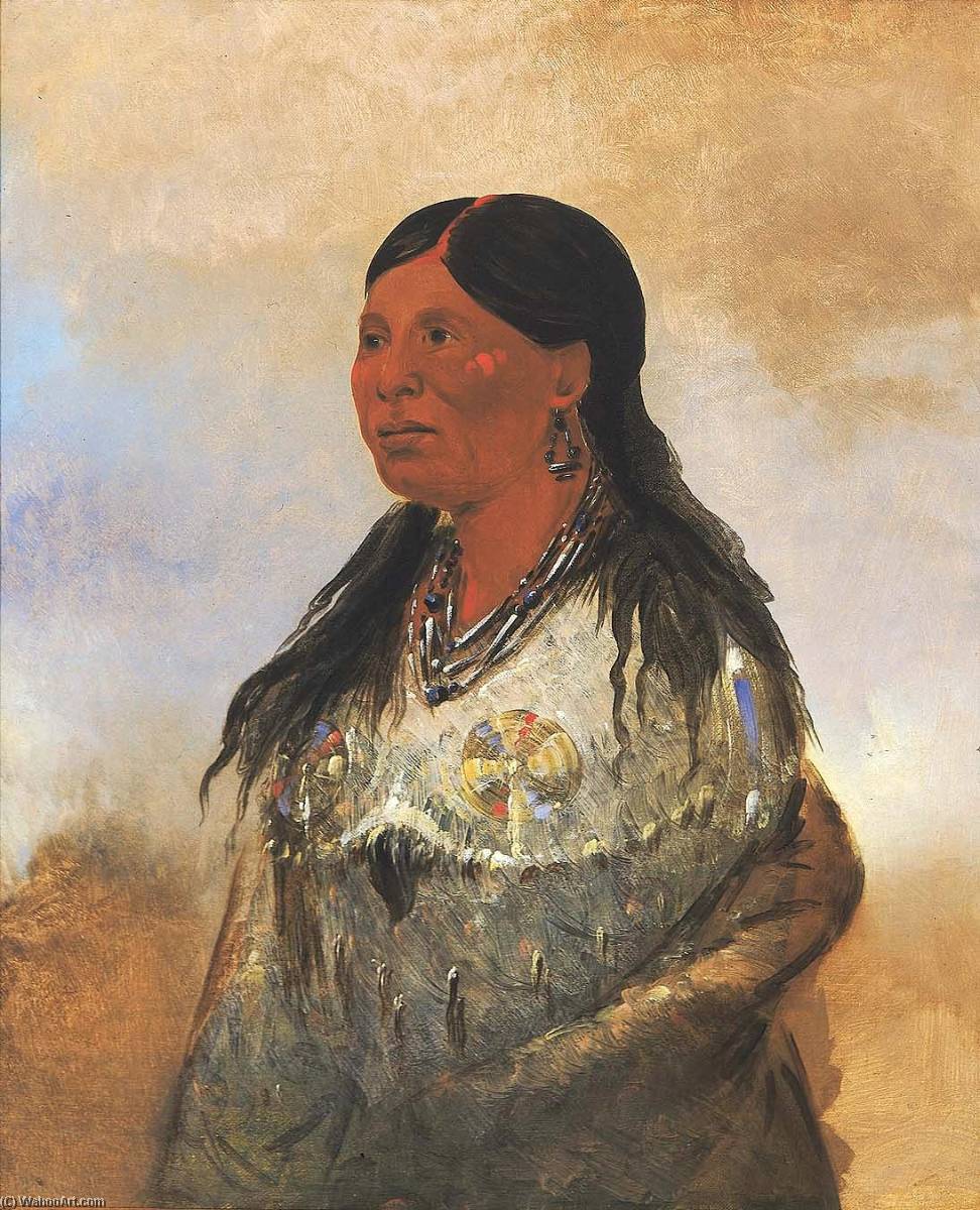 Buy Museum Art Reproductions Hón je a pút o, Wife of Bear catcher, 1832 by George Catlin (1796-1872, United States) | ArtsDot.com