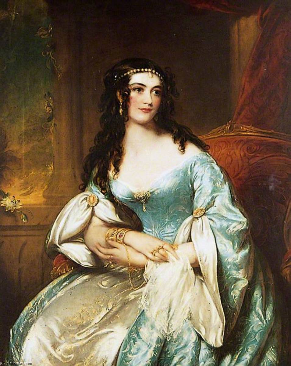 Order Paintings Reproductions Miss Mordaunt (Mrs Nisbett) as Constance in `The Love Chase`, Worthing Theatre, 21 September 1838 by James Godsell Middleton (1805-1874) | ArtsDot.com